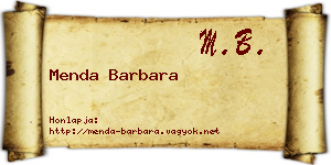 Menda Barbara névjegykártya